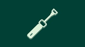 White Screwdriver icon isolated on green background. Service tool symbol. 4K Video motion graphic animation.