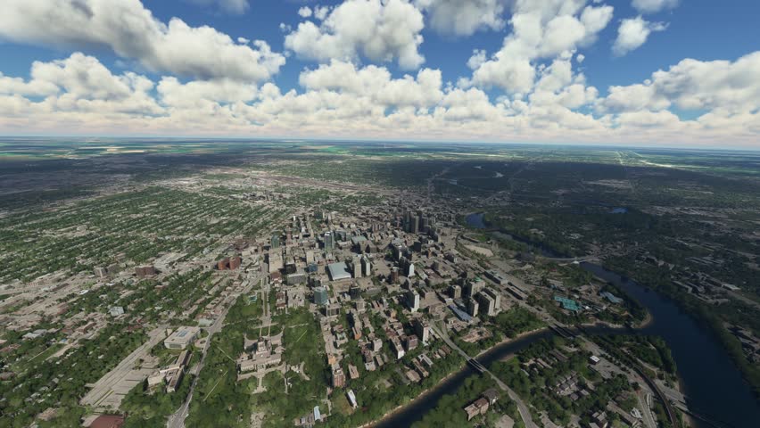 3D - Top Aerial Shot of the City of Winnipeg Manitoba. Canada