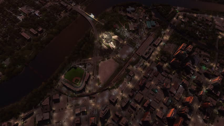 3D - Top Sunset Aerial View of the City of Winnipeg Manitoba. Canada