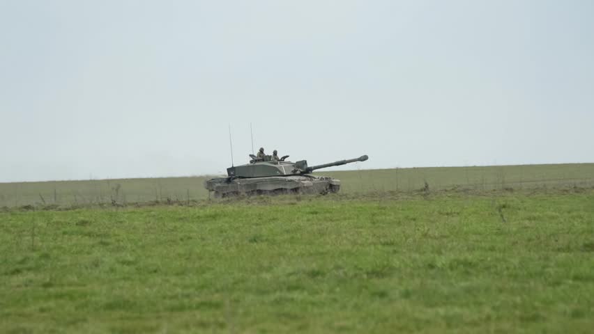 British Army Challenger 2 ii FV4034 main battle tank in action on a military exercise, Wilts UK 
