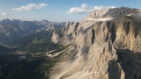 Aerial video of the Dolomites, Northern Italy during a sunny day