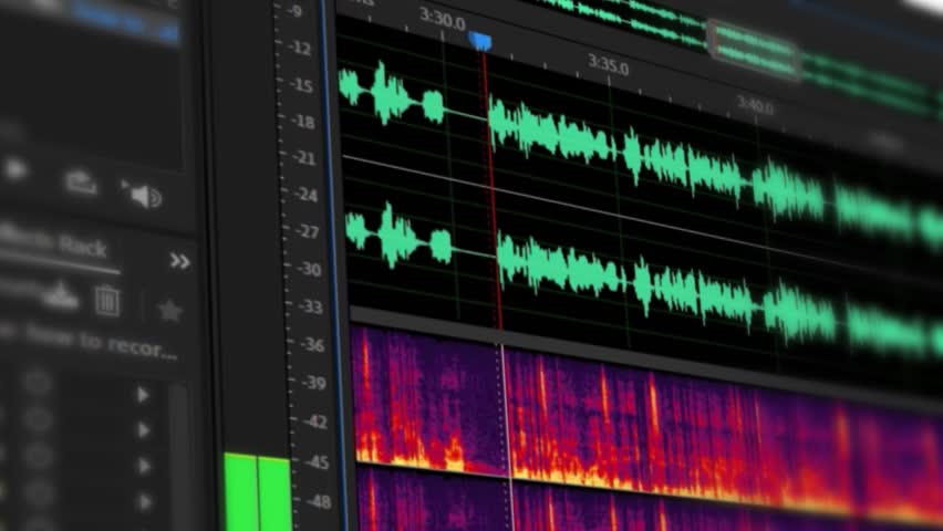 Audio editing on computer. Editing in adobe audition. Royalty-Free Stock Footage #1102380141