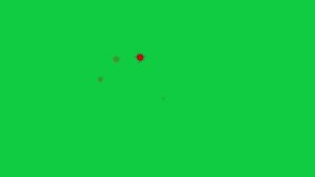 lot of viruses growing animation on green screen background, red color virus particles chroma key video