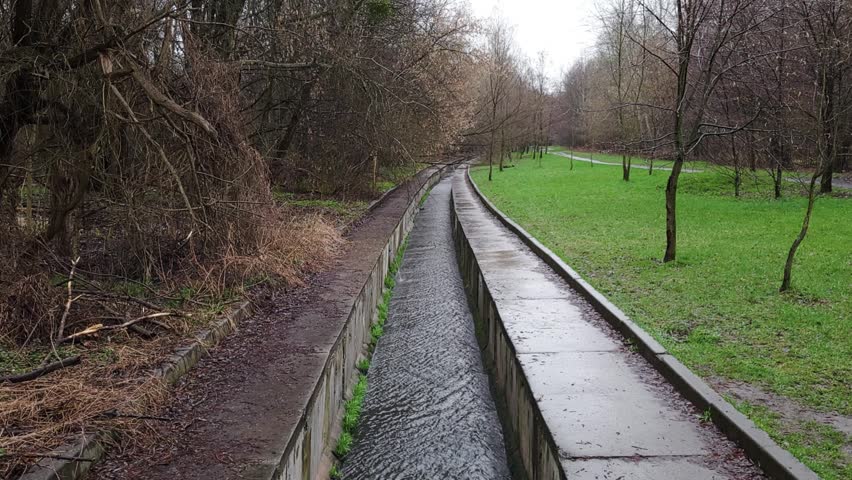 Old drainage collector for drainage of surface and flood water and snow.