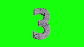 Green screen stone morph countdown from ten to one. 3D ancient stone numbers morphing from 10 to 1.
A countdown Animation of cracking stone numbers. 10 seconds countdown of disintegrated numbers. Num - Powered by Shutterstock - Get 15% off with code: PIKWIZARD15