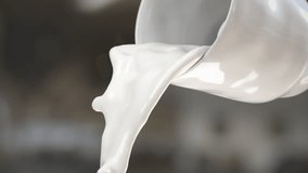 Slow motion Closeup Pouring Liquid milk. Selective focus. 3D animation - Powered by Shutterstock - Get 15% off with code: PIKWIZARD15