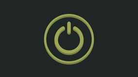 Green Power button icon isolated on black background. Start sign. 4K Video motion graphic animation.