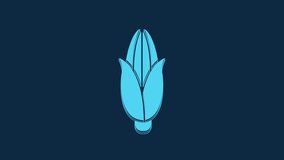 Blue Corn icon isolated on blue background. 4K Video motion graphic animation.