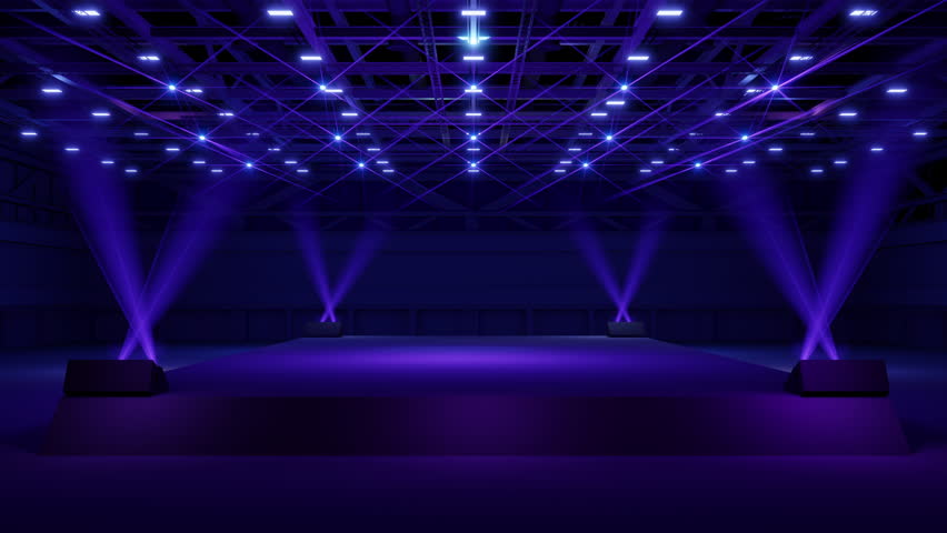 Motion Empty stage light Design for mockup and Corporate identity,Display.Stage with truss in hall.Blank screen for Graphic Resources.Scene event led night light staging.Animation loop 4k.3D render.	 Royalty-Free Stock Footage #1102408593