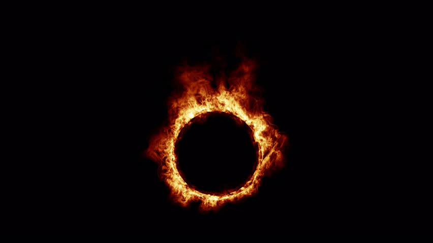 Fire ring burning looping on alpha background