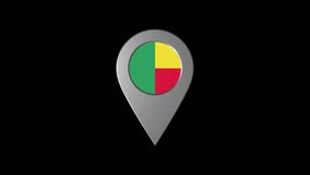 3d Animation Map Navigation pointer with Benin flag With Alpha Channel - Powered by Shutterstock - Get 15% off with code: PIKWIZARD15