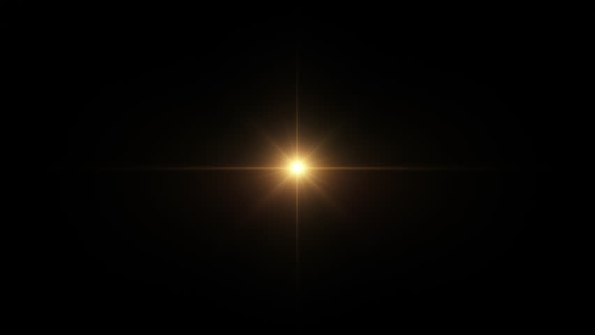 Abstract loop center gold orange star optical shine light lens flares flickering animation background for screen project overlay. 4K seamless loop dynamic kinetic bright star light rays effect. 