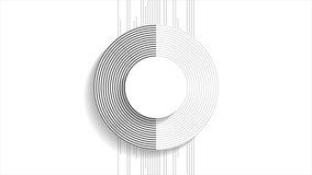 Black white circles and lines concept abstract tech background. Seamless looping minimal motion design. Video animation Ultra HD 4K 3840x2160