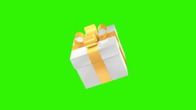 White gift box with golden ribbon. 3D animation on a green screen. The concept of holidays and gifts. - Powered by Shutterstock - Get 15% off with code: PIKWIZARD15