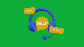 Call center, online customer support. Contact Us Customer Service For Personal Assistant Service. 4K 3D seamless loop animation on green screen - Powered by Shutterstock - Get 15% off with code: PIKWIZARD15