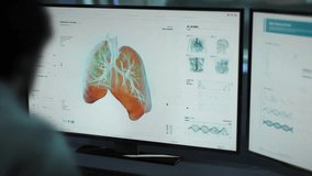 Medical Specialist Work In Modern Software To Analyze Lungs Damage Resulting From Covid-19 Infection. Computer Program Identifies Lungs Damage. Dangerous Disease Cause Lungs Damage. - Powered by Shutterstock - Get 15% off with code: PIKWIZARD15