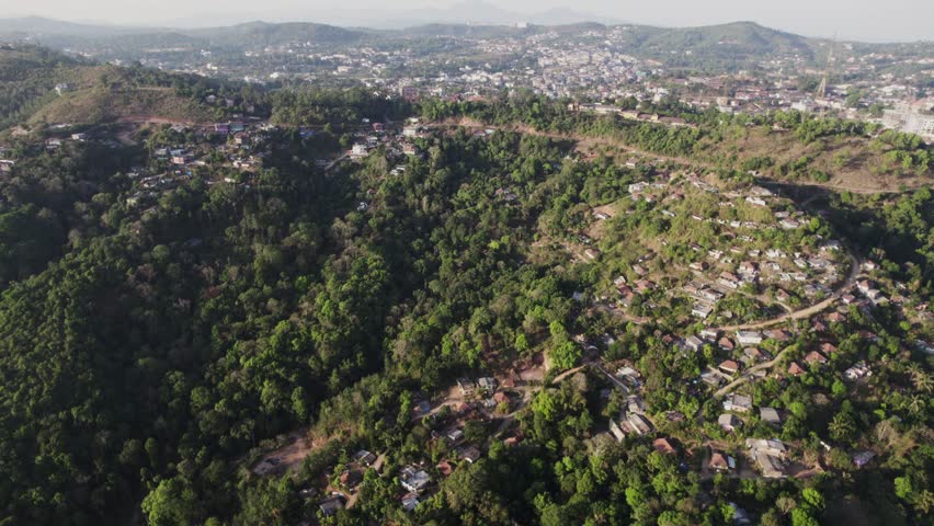 Aerial view of madikeri showing entire town from outer view.