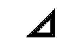 Black Triangular ruler icon isolated on white background. Straightedge symbol. Geometric symbol. 4K Video motion graphic animation.