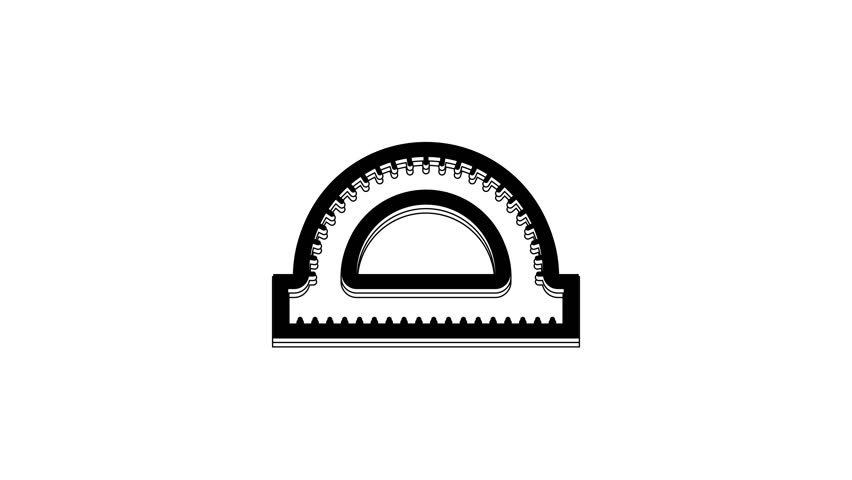 Black Protractor grid for measuring degrees icon isolated on white background. Tilt angle meter. Measuring tool. Geometric symbol. 4K Video motion graphic animation.