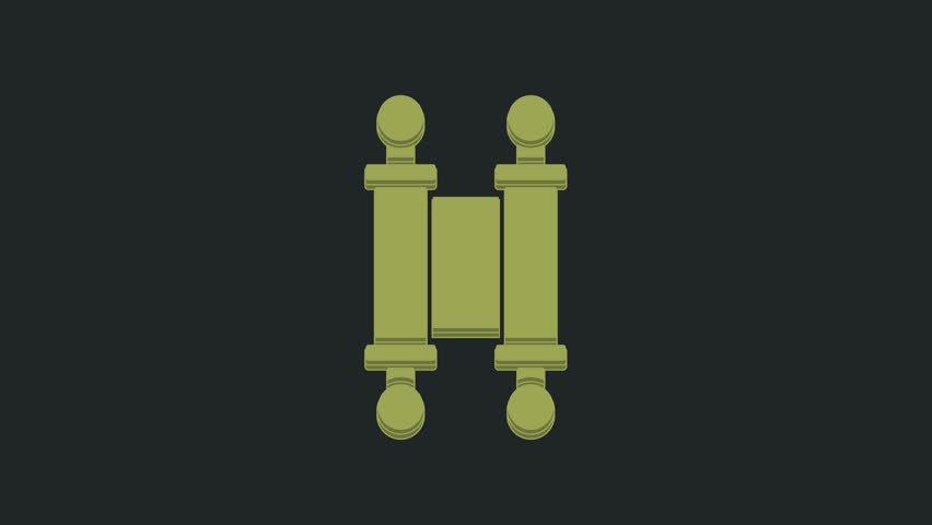 Green Decree, paper, parchment, scroll icon icon isolated on black background. Chinese scroll. 4K Video motion graphic animation.