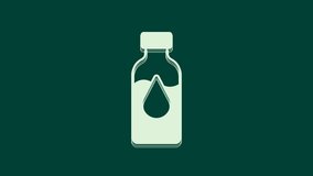 White Oil petrol test tube icon isolated on green background. Cmemistry flask and falling drop. 4K Video motion graphic animation.