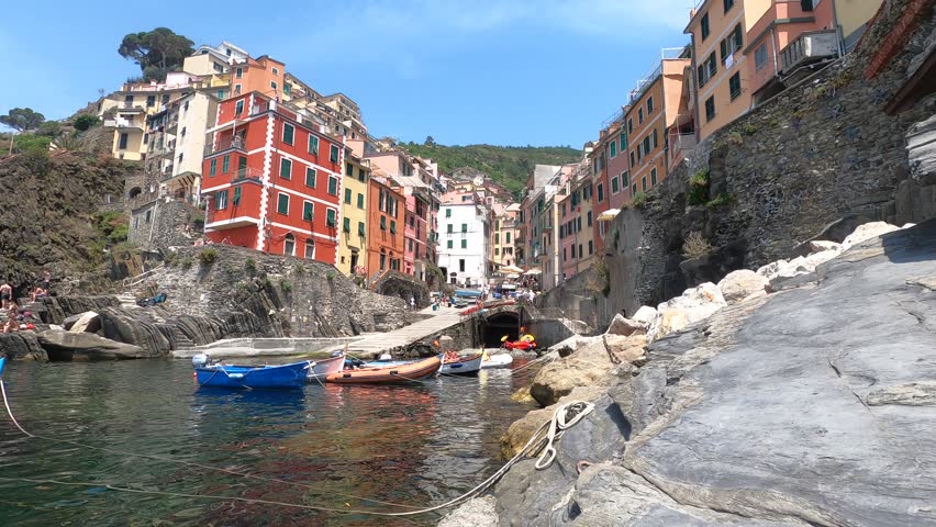 Cinque Terre, Riomaggiore, Italy
Riomaggiore is the Cinque Terre's most southern settlement, located just two minutes by rail from Manarola.  Royalty-Free Stock Footage #1102435257