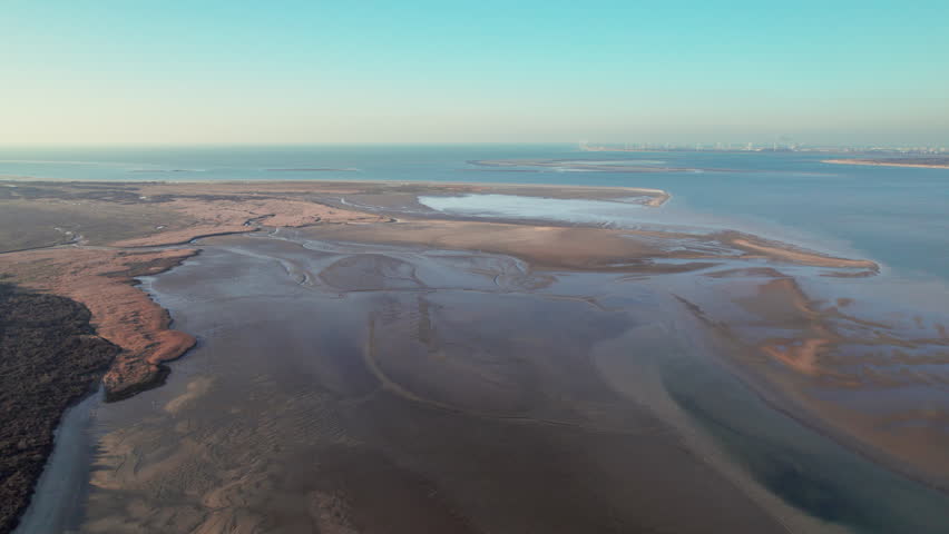 Stellendam Beach And Kwade Hoek National Park Near The Haringvlietdam In Netherlands. - aerial