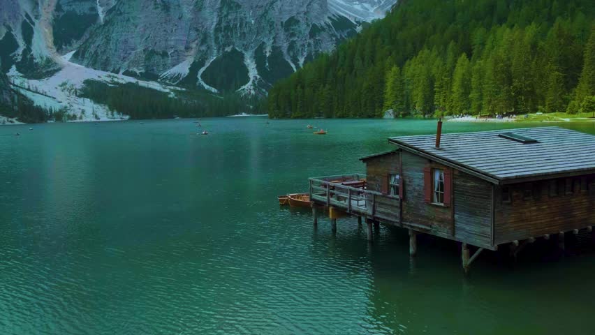 Lago Di Braies Italy, Pragser Wildsee in South Tyrol Dolomites