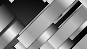 Black and grey metallic glossy stripes abstract technology background. Seamless looping geometry motion design. Video animation Ultra HD 4K 3840x2160