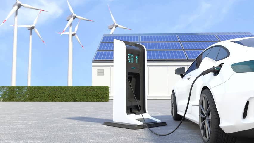 Electric car is charging the battery at the Ev charging station Royalty-Free Stock Footage #1102462247
