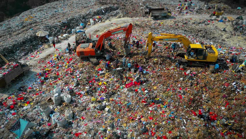 Denpasar, Bali - 30 Mach 2023 - The Suwung TPA or Bali landfill appears to be still active even though there has been talk of closing and moving the TPA area. Royalty-Free Stock Footage #1102462563