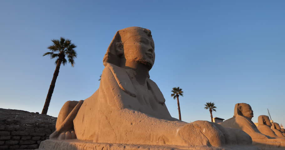 Egyptian row of sphinx, Luxor temple, upper Egypt Royalty-Free Stock Footage #1102465069