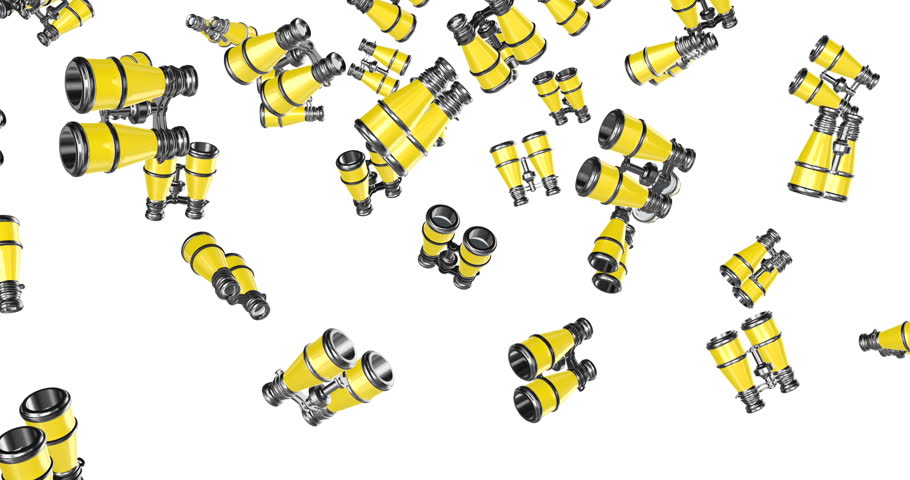 Yellow metal Binoculars falling slow motion
