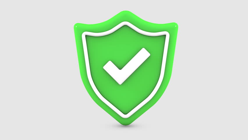 3D animation of Shield with check mark icon

