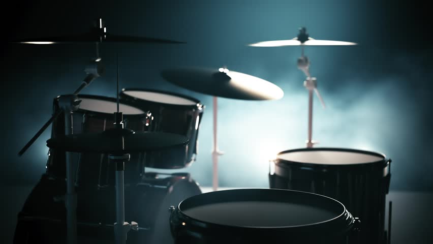 Drum set in the backlight. Drum set in the stage Royalty-Free Stock Footage #1102469329