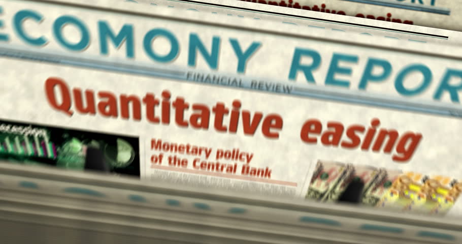 Quantitative easing inflation crisis and monetary policy daily news newspaper printing. Abstract concept retro headlines 3d seamless looped. Royalty-Free Stock Footage #1102470259