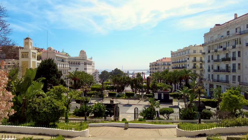 shot of the buildings of the great post of algiers with the great mosque in the background Algeria