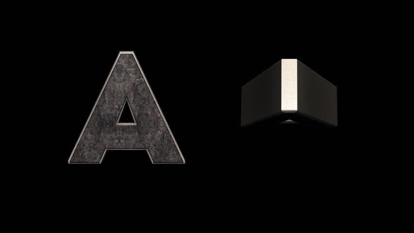 A Letters 3D Animation Font, 2 Version, Alpha Channel