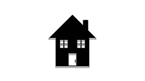 Black House icon isolated on white background. Home symbol. 4K Video motion graphic animation.