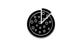 Black Pizza icon isolated on white background. 4K Video motion graphic animation.