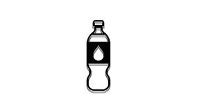 Black Bottle of water icon isolated on white background. Soda aqua drink sign. 4K Video motion graphic animation.