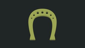 Green Horseshoe icon isolated on black background. 4K Video motion graphic animation.