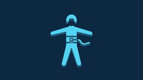 Blue Bungee jumping icon isolated on blue background. 4K Video motion graphic animation.