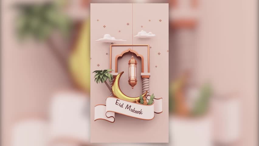 Eid Mubarak, Eid Al Adha, and Eid Al Fitr Happy holiday video animation in both full size and story size for social media use Royalty-Free Stock Footage #1102486005