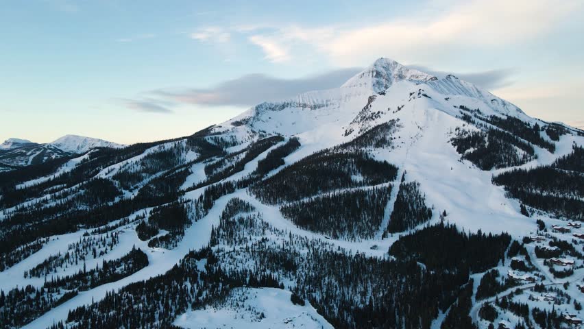 Aerial drone shot of Big Sky Montana.