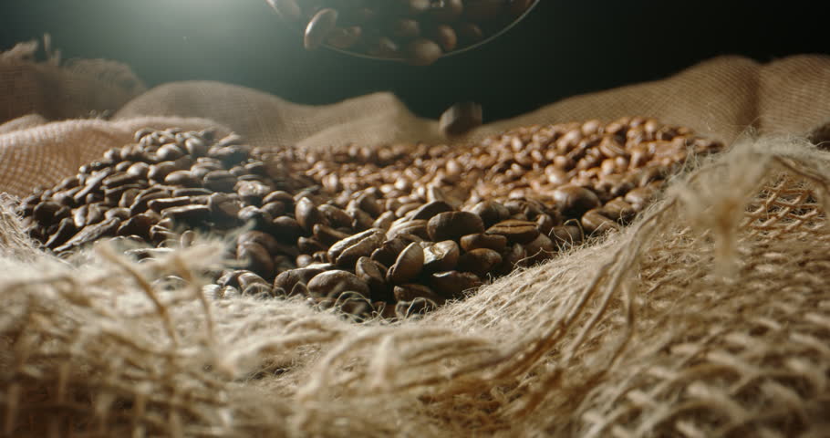 Concept of freshly fried coffee grain, tasty, aroma, premium arabica roasted bean | Shutterstock HD Video #1102497395