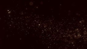 Abstract particle background shiny gold glitters. Glittering Particles. Luxury golden particles on dark background. 4K video. 3d render