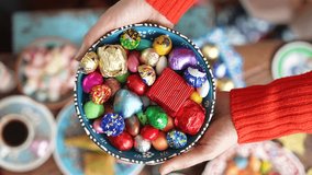 Colorful Ramadan Eid Candy and Chocolate, Traditional Ottoman Cuisine Desserts Video, Üsküdar Istanbul, Turkiye