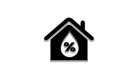 Black House humidity icon isolated on white background. Weather and meteorology, thermometer symbol. 4K Video motion graphic animation.