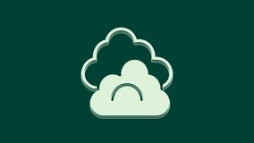 White Cloud icon isolated on green background. 4K Video motion graphic animation.